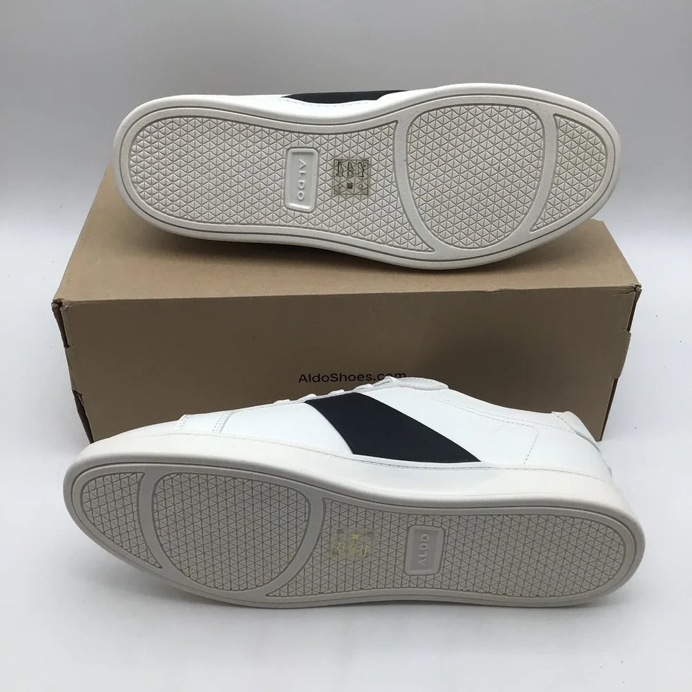 Aldo Ozzy-120 Mens White Navy Blue Stripe Low Top Sneakers‎ Size 13 NEW
